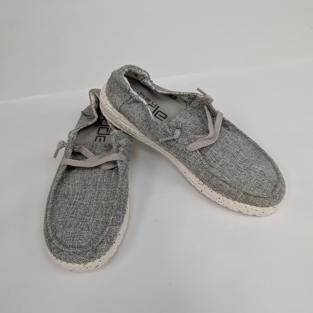 Hey Dude Grey Slip On Wendy L Linen Boat Shoes Size 9